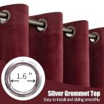 YoungsTex Burgundy Velvet Curtains 84 Inch Length for Living Room, Maroon Drapes with Gommet Blackout Thermal Insulated for Bedroom Dining Christmas, 2 Panels, 52 X 84 Inch