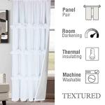 Homechoice Decor Thermal Insulated Blackout Window Curtains, 54" W x 84" L x 2 Panels, Boho Ruched Window Treatments with 3 Rows of Butterfly Flowers, Rustic Rod Pocket Drapes for Room, White (LQ-30)