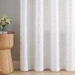 Taisier Home Silver Foil Print Linen Textured Curtains - Geometric Dots Pattern Design for Bedroom & Living Room - Thermal Insulated Window Treatment, 2 Panels, 95" L, White & Silver