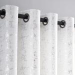 Taisier Home Silver Foil Print Linen Textured Curtains - Geometric Dots Pattern Design for Bedroom & Living Room - Thermal Insulated Window Treatment, 2 Panels, 95" L, White & Silver