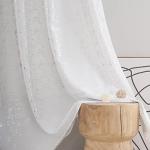 Taisier Home Silver Foil Print Linen Textured Curtains - Geometric Dots Pattern Design for Bedroom & Living Room - Thermal Insulated Window Treatment, 2 Panels, 95" L, White & Silver