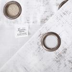 Taisier Home Silver Foil Print Linen Textured Curtains - Geometric Dots Pattern Design for Bedroom & Living Room - Thermal Insulated Window Treatment, 2 Panels, 95" L, White & Silver