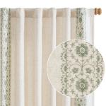 jinchan Boho Linen Curtains for Bedroom Vintage Floral Farmhouse Curtains Linen Blend Drapes 2 panels Curtains