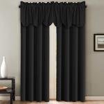 H.VERSAILTEX 2 Panels Blackout Curtain Valances for Kitchen Windows/Living Room/Bathroom Privacy Protection Rod Pocket Decoration Scalloped Winow Valance Curtains, 52" W x 18" L, Black