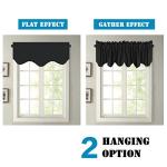 H.VERSAILTEX 2 Panels Blackout Curtain Valances for Kitchen Windows/Living Room/Bathroom Privacy Protection Rod Pocket Decoration Scalloped Winow Valance Curtains, 52" W x 18" L, Black