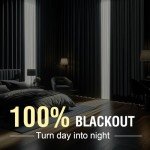 H.VERSAILTEX 100% Blackout Curtains Linen Textured Blackout Curtains for Bedroom Full Light Blocking Thermal Insulated Curtain Panels 84 Inches Long Energy Saving with White Liner, 2 Panels, Ivory