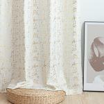 Taisier Home Gold Foil Print Linen Textured Curtains - Geometric Dots Pattern Design for Bedroom & Living Room - Thermal Insulated Window Treatment, 2 Panels, 84" L, Off White and Gold