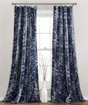 Lush Decor Forest 84 X 52 1 Curtains-Tree Branch Leaf Darkening Window Panel Drapes Set for Living, Dining, Bedroom (Pair), 84 in x 52 in, Navy
