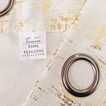 Taisier Home Gold Foil Print Linen Textured Curtains - Geometric Dots Pattern Design for Bedroom & Living Room - Thermal Insulated Window Treatment, 2 Panels, 84" L, Off White and Gold