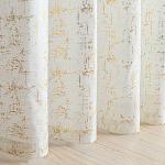 Taisier Home Gold Foil Print Linen Textured Curtains - Geometric Dots Pattern Design for Bedroom & Living Room - Thermal Insulated Window Treatment, 2 Panels, 84" L, Off White and Gold