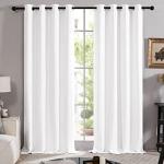 Deconovo 100% Blackout Curtains for Bedroom, Thermal Insulated and Noise Reducing Drapes, Room Darkening Window Curtains with Double Layer, Oeko-TEX Certified (Pure White, 52x84 Inch, 2 Panels)