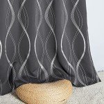 NICETOWN Grey Blackout Curtains 84 inch Length 2 Panels Set for Bedroom/Living Room, Noise Reducing Thermal Insulated Wave Line Foil Print Drapes for Patio Sliding Glass Door (52 x 84, Gray)