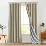 jinchan Burlap Look Curtains Blackout Curtains for Bedroom Lined Linen Textured Curtain for Living Room 84 Inches Long French