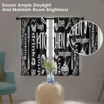 Arttown Black Kitchen Curtains 45 Inch Length White Doodle Window Short Tier Curtains Over Sink Set of 2, Modern Abstract Kitchen Decor 42x45 Inch