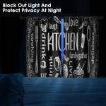 Arttown Black Kitchen Curtains 45 Inch Length White Doodle Window Short Tier Curtains Over Sink Set of 2, Modern Abstract Kitchen Decor 42x45 Inch