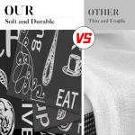 Arttown Black Kitchen Curtains 45 Inch Length White Doodle Window Short Tier Curtains Over Sink Set of 2, Modern Abstract Kitchen Decor 42x45 Inch