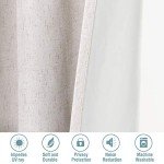 H.VERSAILTEX 100% Blackout Curtains Linen Textured Blackout Curtains for Bedroom Full Light Blocking Thermal Insulated Curtain Panels 84 Inches Long Energy Saving with White Liner, 2 Panels, Ivory