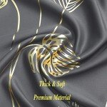 Estelar Textiler Dark Grey Blackout Curtains & Drapes 84 Inch Length 2 Panels Set for Living Room, Thermal Insulated Room Darkening Gold Palm Leaf Pattern Grommet Drapes for Bedroom, 52Wx84L,Dark Gray