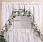 CHF & You Cottage Ivy Country Curtain Tier And Swag Set, Multi, 56-Inch X 36-Inch