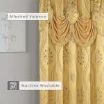 Elegant Comfort Aurora Jacquard Look Curtain Panel Set with Attached Valance 54" X 84 inch (Set of 2), Gold