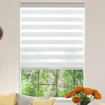 KALYSIE Zebra Roller Window Blinds,Custom Cut to Size,Roller Blinds Dual Layer Roller Shade Blinds, White,Fixed 72 InchesHigh,21 Inches Width