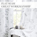 Beauoop Floral 100% Blackout Curtains 84 Inches Long 2 Panels for Bedroom Living Room Grey White Flower Patterned Room Darkening Thermal Insulated Soundproof Grommet Window Treatments Drapes, 52X84