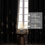 Estelar Textiler Dark Grey Blackout Curtains & Drapes 84 Inch Length 2 Panels Set for Living Room, Thermal Insulated Room Darkening Gold Palm Leaf Pattern Grommet Drapes for Bedroom, 52Wx84L,Dark Gray