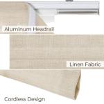 TWOPAGES Linen Roman Shades for Windows Custom Cordless Blinds for Indoor Windows,French Doors,Bedroom, Living Room, Bathroom(Sand Beige, Custom Made)