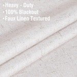 H.VERSAILTEX 100% Blackout Curtains Linen Textured Blackout Curtains for Bedroom Full Light Blocking Thermal Insulated Curtain Panels 84 Inches Long Energy Saving with White Liner, 2 Panels, Ivory