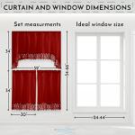 American Linen Café Curtains for Kitchen, Bathroom Curtains with Valance, Embroidered lace Border. (Red)