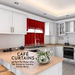 American Linen Café Curtains for Kitchen, Bathroom Curtains with Valance, Embroidered lace Border. (Red)