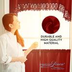 American Linen Café Curtains for Kitchen, Bathroom Curtains with Valance, Embroidered lace Border. (Red)