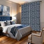 GICDSU Vintage Blackout Curtains 63 Inches Long, Blue Damask Patterned Black Out Curtains 63 Inch Length 2 Panels Set for Bedroom, Living Room, and Dining Room