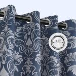 GICDSU Vintage Blackout Curtains 63 Inches Long, Blue Damask Patterned Black Out Curtains 63 Inch Length 2 Panels Set for Bedroom, Living Room, and Dining Room