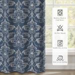 GICDSU Vintage Blackout Curtains 63 Inches Long, Blue Damask Patterned Black Out Curtains 63 Inch Length 2 Panels Set for Bedroom, Living Room, and Dining Room