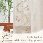 jinchan Belrose Linen Curtains for Bedroom Floral Curtains 84 Inch Length Linen Blend Beige Embroidered Drapes Farmhouse Flower Patterned Drapes for Living Room Window Treatments Set 2 Panels
