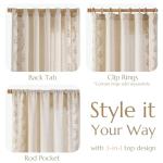 jinchan Belrose Linen Curtains for Bedroom Floral Curtains 84 Inch Length Linen Blend Beige Embroidered Drapes Farmhouse Flower Patterned Drapes for Living Room Window Treatments Set 2 Panels
