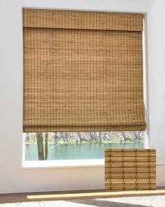 UNISHADES Cordless Bamboo Roman Shades for Windows, Blinds Size (36" W ×64" H) Colour (Highfield Teak)