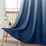 HOMEIDEAS Navy Blue Ombre Blackout Curtains 52 X 84 Inch Length Gradient Room Darkening Thermal Insulated Energy Saving Grommet 2 Panels Window Drapes for Living Room, Bedroom