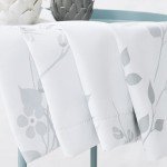 Beauoop Floral 100% Blackout Curtains 84 Inches Long 2 Panels for Bedroom Living Room Grey White Flower Patterned Room Darkening Thermal Insulated Soundproof Grommet Window Treatments Drapes, 52X84