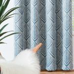 jinchan Blackout Curtains for Living Room Geometric Patterns Grommet Top Thermal Insulated 2 panels Printed Curtains