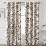 H.VERSAILTEX Blackout Curtains 84 Inch Length 2 Panels Set Floral Print Curtain Drapes for Living Room Thermal Insulated Grommet Window Curtains for Bedroom - Traditional Floral in Sage and Brown