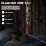 Bedroom Blackout Curtains 84 Inch Length 2 Panels Set with Curtain Tiebacks, Vintage Leaves Pattern Darkening Drapes for Living Room, Thermal Insulated Soundproof Grommet Black Out Curtain for Winter