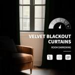 CUCRAF Dark Olive Green Velvet 100% Blackout Curtains 84 inches Long, Forest Green Curtains Noise Reducing Rod Pocket, for Bedroom Living Room(52x84 inches, 2 Panels)
