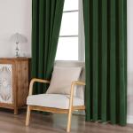 CUCRAF Dark Olive Green Velvet 100% Blackout Curtains 84 inches Long, Forest Green Curtains Noise Reducing Rod Pocket, for Bedroom Living Room(52x84 inches, 2 Panels)