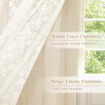 ASPMIZ Linen Kitchen Curtains 36 Inch Length, Double Layered Window Curtain 2 Panel Sets Rod Pocket Short Curtains for Kitchen, Farmhouse Window Treatment Tiers for Bathroom, Cafe, Beige