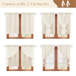 ASPMIZ Linen Kitchen Curtains 36 Inch Length, Double Layered Window Curtain 2 Panel Sets Rod Pocket Short Curtains for Kitchen, Farmhouse Window Treatment Tiers for Bathroom, Cafe, Beige