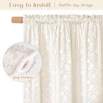 ASPMIZ Linen Kitchen Curtains 36 Inch Length, Double Layered Window Curtain 2 Panel Sets Rod Pocket Short Curtains for Kitchen, Farmhouse Window Treatment Tiers for Bathroom, Cafe, Beige
