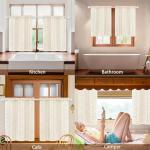 ASPMIZ Linen Kitchen Curtains 36 Inch Length, Double Layered Window Curtain 2 Panel Sets Rod Pocket Short Curtains for Kitchen, Farmhouse Window Treatment Tiers for Bathroom, Cafe, Beige