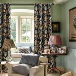 XiDi Navy Blue Vintage Floral Patterned Curtains Blackout 84 Inches Long 2 Panels for Bedroom Living Room Thermal Insulated Luxury Modern Curtains with Botanical Leaf Printed Design Grommet Drapes